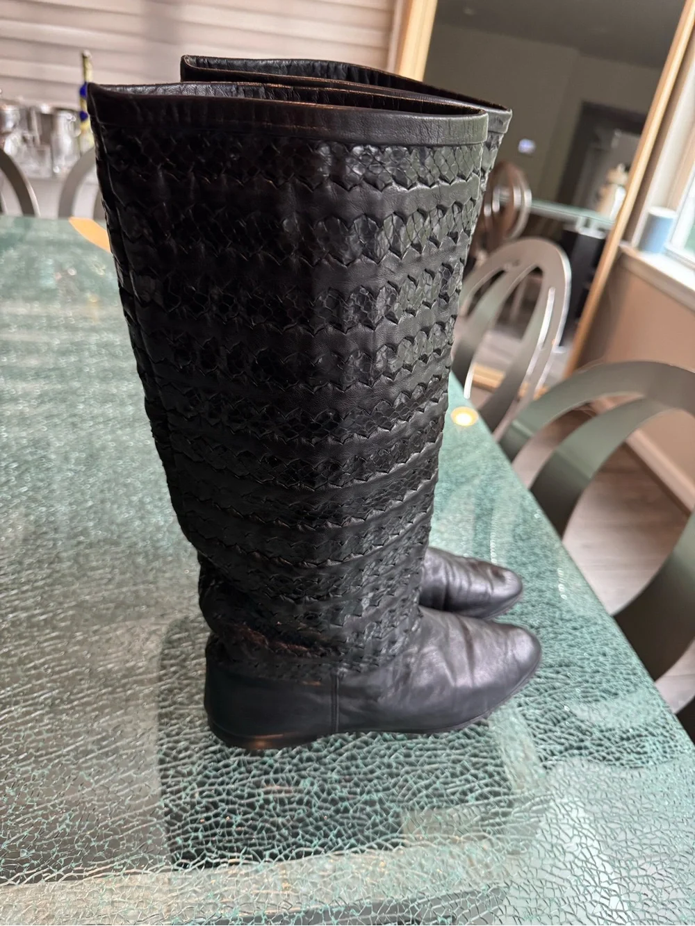 Delman Women's Black‎ Tall Leather Boots 9 M